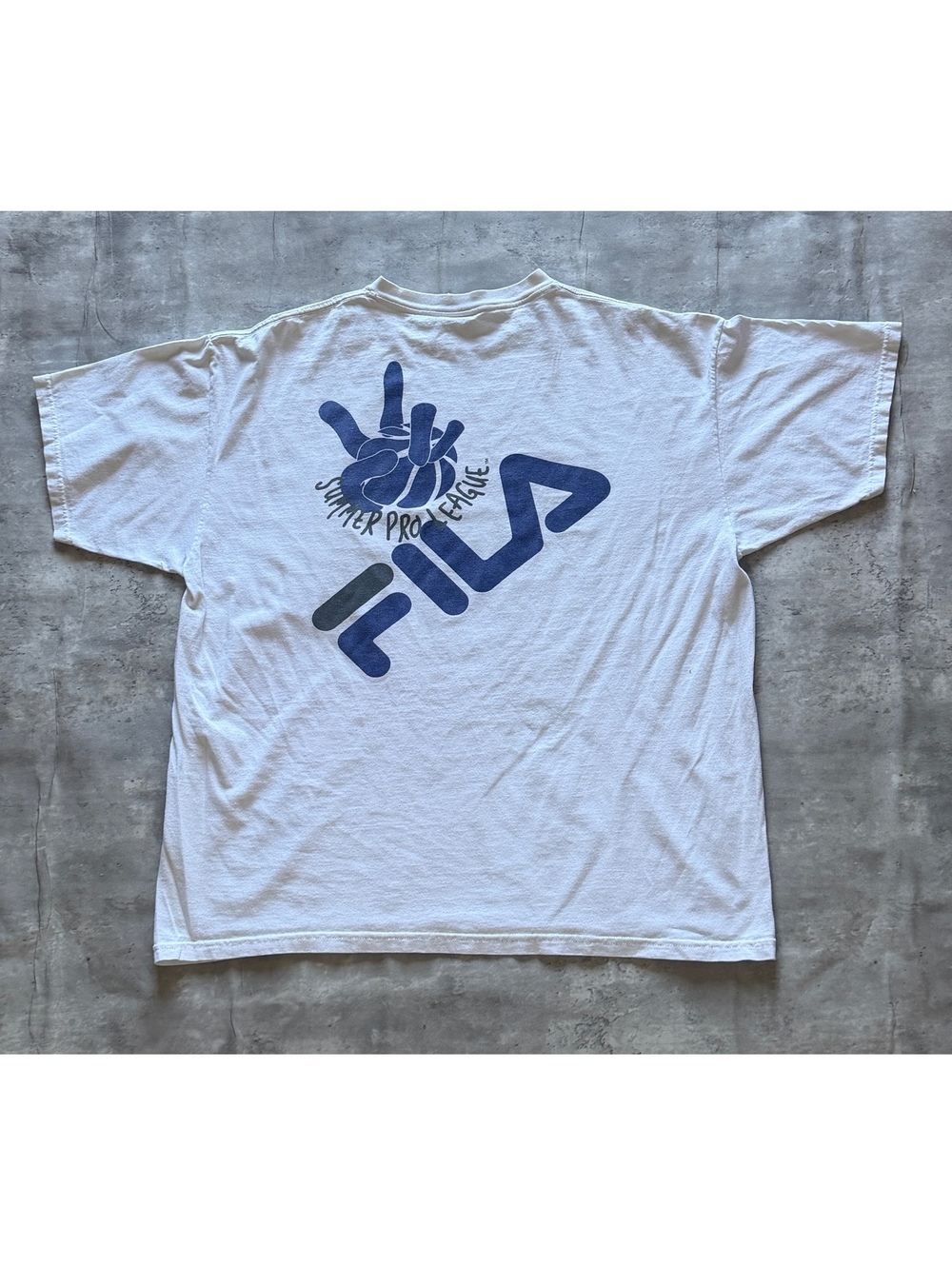 Vintage Y2K Fila Summer Pro League Beach White Tee Shirt XL